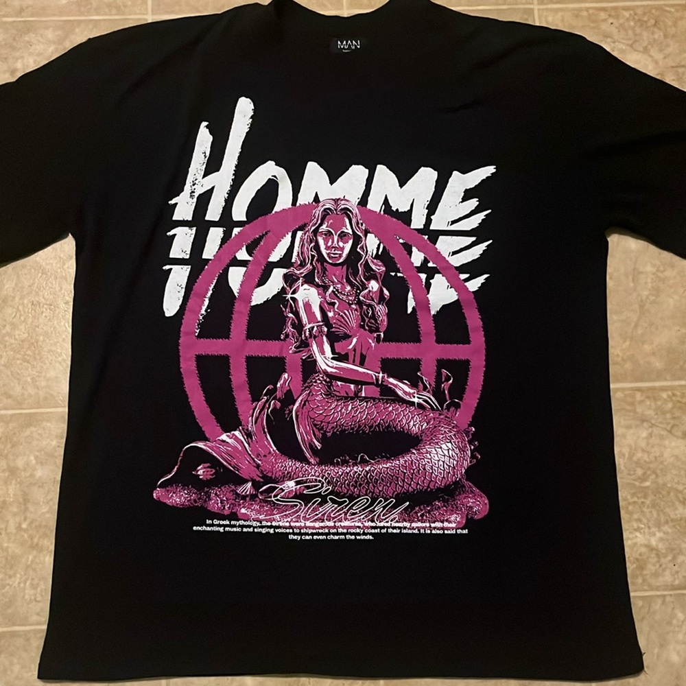 Boohoo Man oversized graphic print “Siren” t shirt